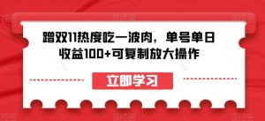 蹭双11热度吃一波肉，单号单日收益100+可复制放大操作【揭秘】-沐风资源库