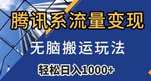 腾讯系流量变现，无脑搬运玩法，日入1000+（附481G素材）【揭秘】-沐风资源库