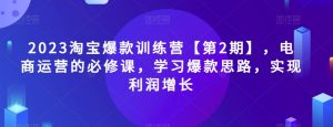 2023淘宝爆款训练营【第2期】，电商运营的必修课，学习爆款思路，实现利润增长-沐风资源库