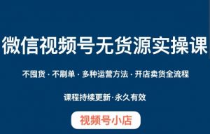 微信视频号小店无货源实操课程，​不囤货·不刷单·多种运营方法·开店卖货全流程-沐风资源库