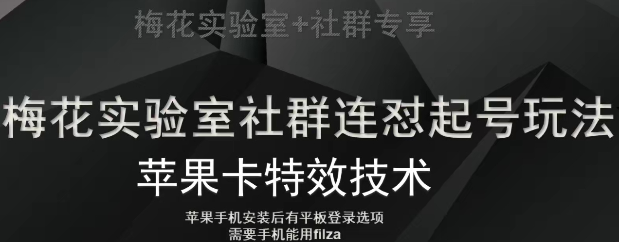 梅花实验室社群视频号连怼起号玩法，最新苹果卡特效技术-沐风资源库