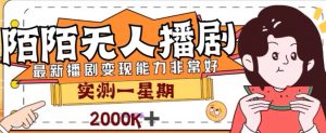 外面收费1980的陌陌无人播剧项目，解放双手实现躺赚【揭秘】-沐风资源库