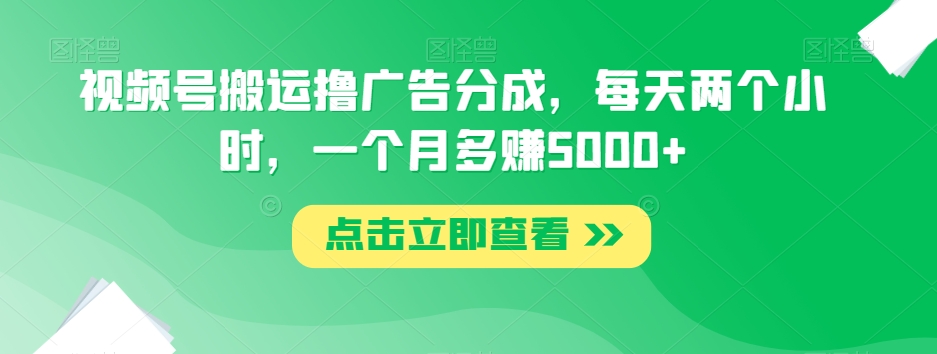 视频号搬运撸广告分成，每天两个小时，一个月多赚5000+-沐风资源库