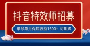 全网首发抖音特效师最新玩法，单号保底收益1500+，可多账号操作，每天操作十分钟【揭秘】-沐风资源库