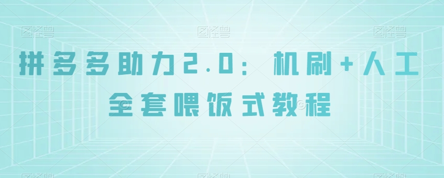 拼多多助力2.0：机刷+人工全套喂饭式教程【揭秘】-沐风资源库