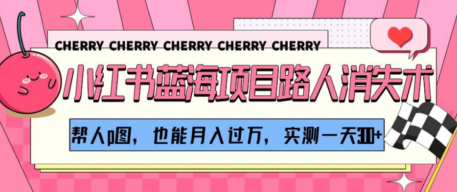 小红书蓝海项目路人消失术，帮人p图，也能月入过万，实测一天300+【揭秘】-沐风资源库