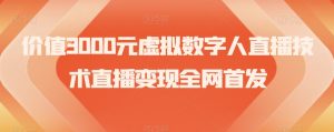 价值3000元虚拟数字人直播技术直播变现全网首发【揭秘】-沐风资源库