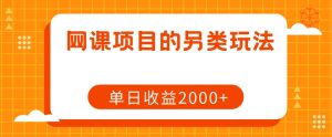 网课项目的另类玩法，单日收益2000+【揭秘】-沐风资源库