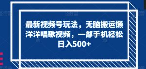 最新视频号玩法，无脑搬运懒洋洋唱歌视频，一部手机轻松日入500+【揭秘】-沐风资源库