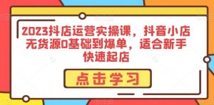 2023抖店运营实操课，抖音小店无货源0基础到爆单，适合新手快速起店-沐风资源库
