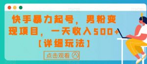 快手暴力起号，男粉变现项目，一天收入500+【详细玩法】【揭秘】-沐风资源库