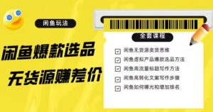 闲鱼无货源赚差价进阶玩法，爆款选品，资源寻找，引流变现全套教程（11节课）【揭秘】-沐风资源库