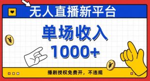 无人直播新平台，免费开授权，不违规，单场收入1000+【揭秘】-沐风资源库