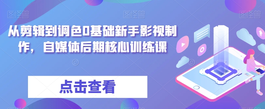 从剪辑到调色0基础新手影视制作，自媒体后期核心训练课-沐风资源库