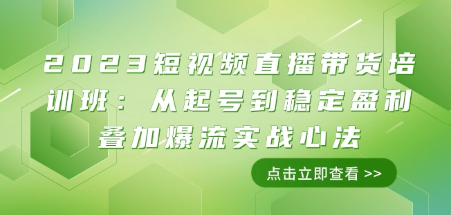 2023短视频直播带货培训班：从起号到稳定盈利叠加爆流实战心法（11节课）-沐风资源库