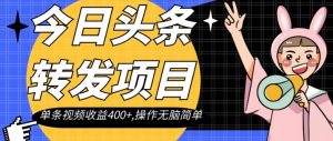 今日头条转发项目，单条视频收益400+,操作无脑简单【揭秘】-沐风资源库