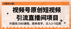 视频号原创短视频引流直播间项目，日入3~5五位数【揭秘】-沐风资源库