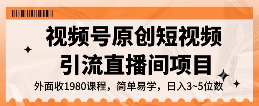 视频号原创短视频引流直播间项目,日入3~5五位数【揭秘】-沐风资源库