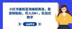 小红书最新蓝海编程赛道，靠复制粘贴，月入2W+，实战式教学【揭秘】-沐风资源库