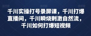 千川实操打号录屏课，千川打爆直播间，千川瞬烧刺激自然流，千川如何打爆短视频-沐风资源库