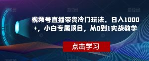 视频号直播带货冷门玩法，日入1000+，小白专属项目，从0到1实战教学【揭秘】-沐风资源库
