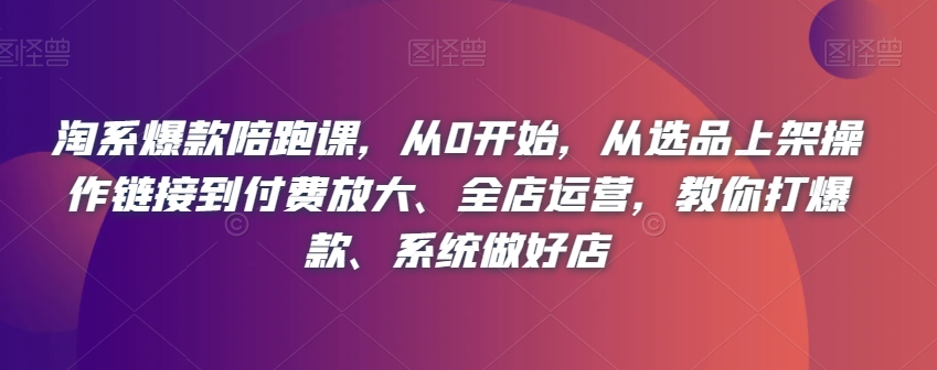 淘系爆款陪跑课，从0开始，从选品上架操作链接到付费放大、全店运营，教你打爆款、系统做好店-沐风资源库