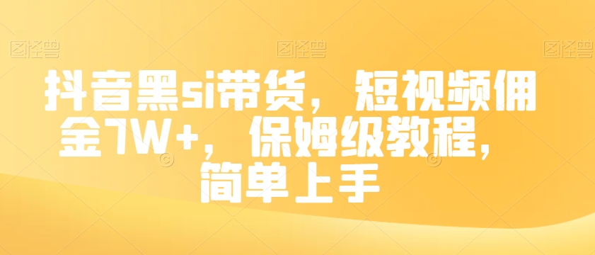 抖音黑si带货，短视频佣金7W+，保姆级教程，简单上手【揭秘】-沐风资源库