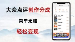 大众点评新玩法！零成本！新手也能每日轻松入袋300+！【揭秘】-沐风资源库