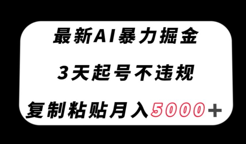 最新AI暴力掘金，3天必起号不违规，复制粘贴月入5000＋【揭秘】-沐风资源库