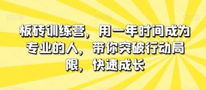 板砖训练营，用一年时间成为专业的人，带你突破行动局限，快速成长-沐风资源库