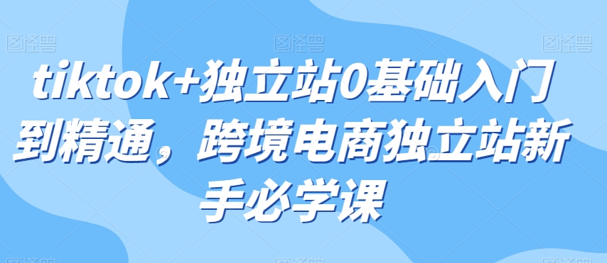 tiktok+独立站0基础入门到精通，跨境电商独立站新手必学课-沐风资源库