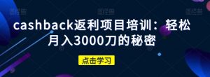 cashback返利项目培训：轻松月入3000刀的秘密-沐风资源库