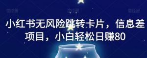 小红书无风险跳转卡片，信息差项目，小白轻松日赚800【揭秘】-沐风资源库