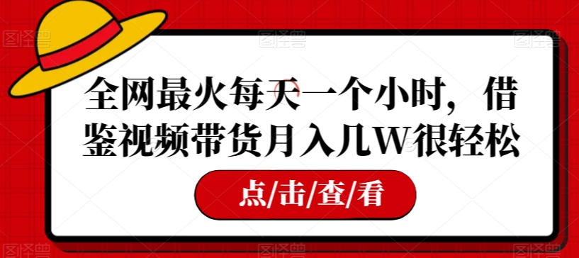 全网最火每天一个小时，借鉴视频带货月入几W很轻松【揭秘】-沐风资源库