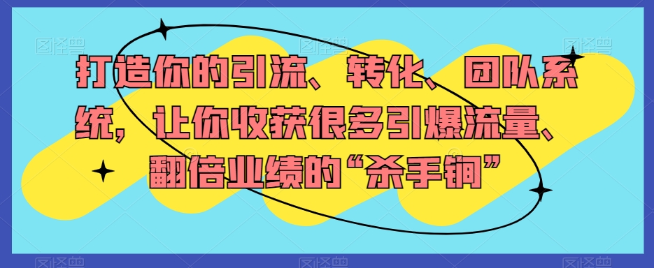 打造你的引流、转化、团队系统，让你收获很多引爆流量、翻倍业绩的“杀手锏”-沐风资源库