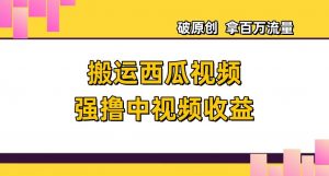 搬运西瓜视频强撸中视频收益，日赚600+破原创，拿百万流量【揭秘】-沐风资源库