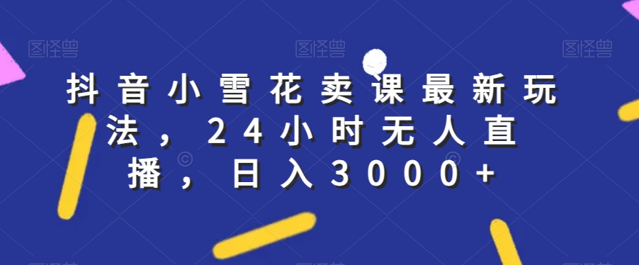 抖音小雪花卖课最新玩法，24小时无人直播，日入3000+【揭秘】-沐风资源库