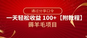 薅羊毛项目，靠分享口令，一天轻松收益100+【附教程】【揭秘】-沐风资源库