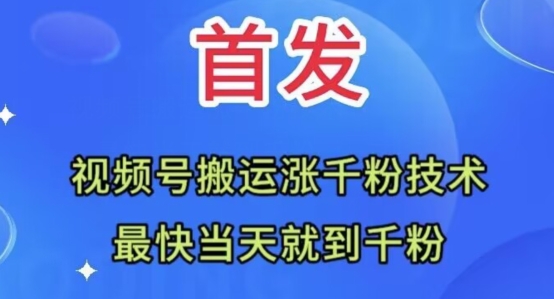 全网首发：视频号无脑搬运涨千粉技术，最快当天到千粉【揭秘】-沐风资源库