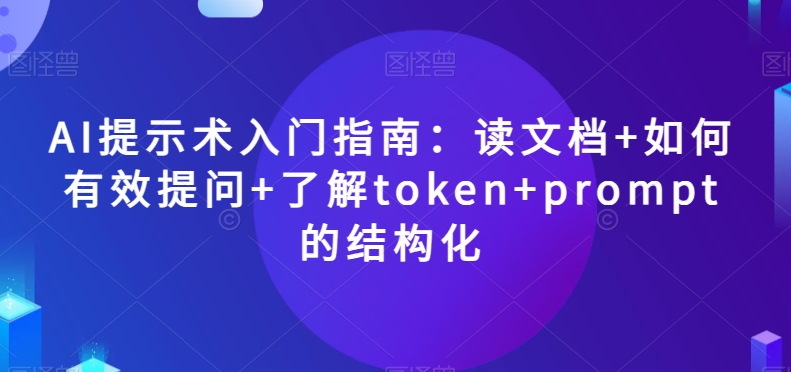 AI提示术入门指南：读文档+如何有效提问+了解token+prompt的结构化【揭秘】-沐风资源库