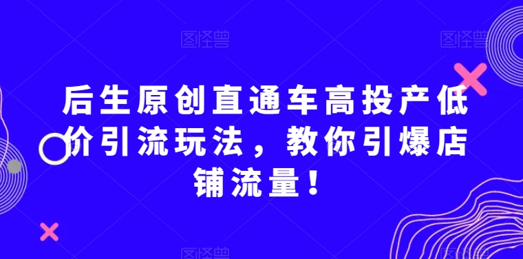 后生原创直通车高投产低价引流玩法，教你引爆店铺流量！-沐风资源库