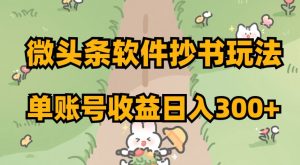微头条软件抄书玩法，单账号收益日入300+【揭秘】-沐风资源库