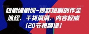 短剧编剧课-爆款短剧创作全流程，干货满满，内容权威【20节视频课】-沐风资源库