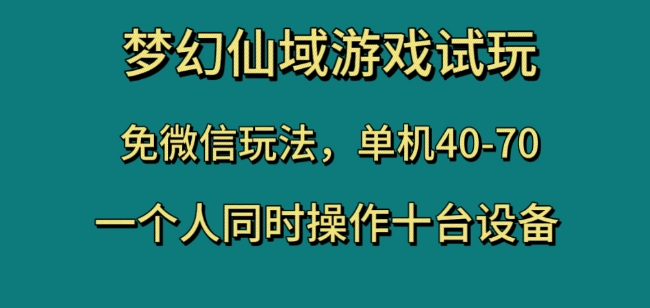 梦幻仙域游戏试玩，免微信玩法，单机40-70，一个人同时操作十台设备【揭秘】-沐风资源库