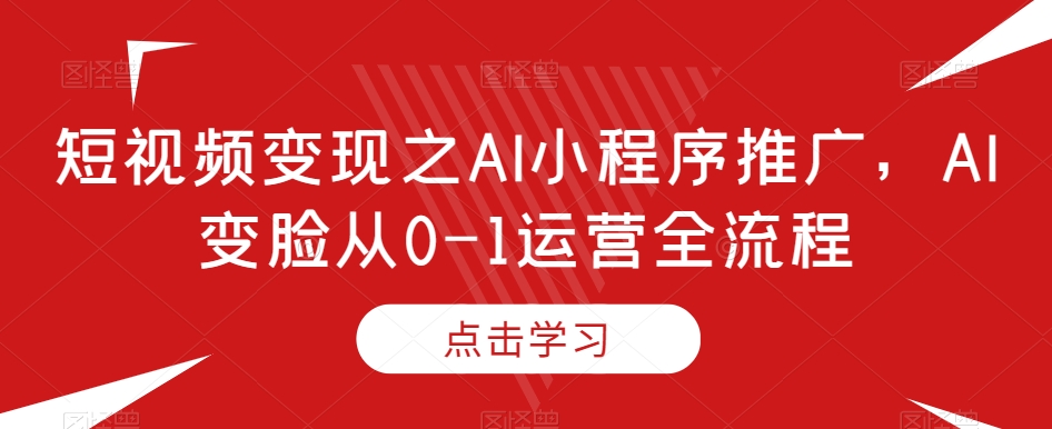 短视频变现之AI小程序推广，AI变脸从0-1运营全流程-沐风资源库