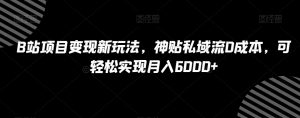 B站项目变现新玩法，神贴私域流0成本，可轻松实现月入6000+【揭秘】-沐风资源库