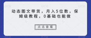 动态图文带货，月入5位数，保姆级教程，0基础也能做【揭秘】-沐风资源库
