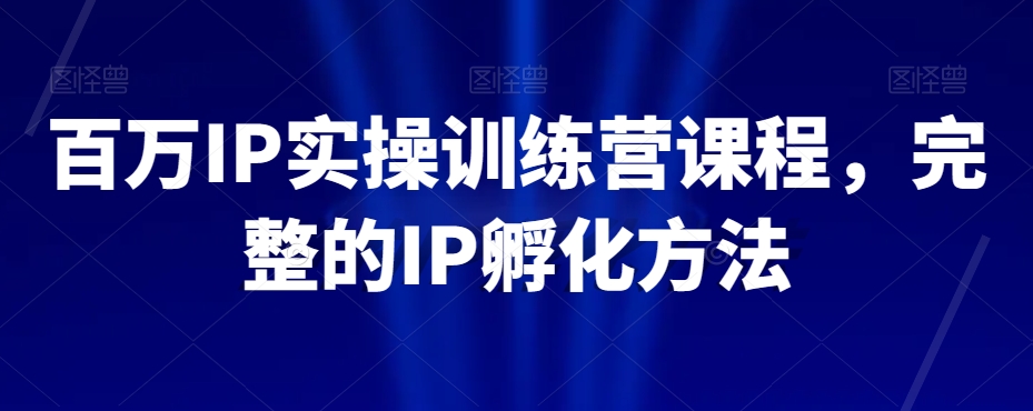 百万IP实操训练营课程，完整的IP孵化方法-沐风资源库