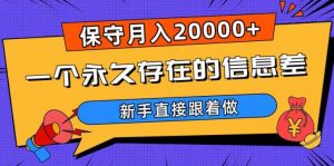 一个永久存在的信息差，保守月入20000+，新手直接跟着做【揭秘】-沐风资源库