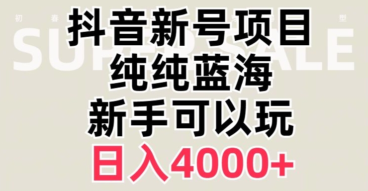 抖音蓝海赛道，必须是新账号，日入4000+【揭秘】-沐风资源库